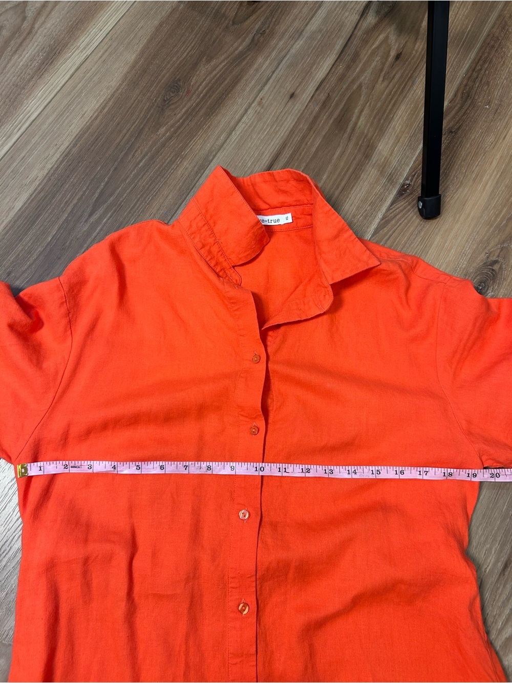 Brave + True red orange linen blend shirt dress size XS oversized coastal beach - Picture 6 of 7